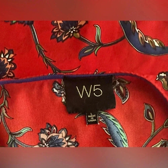 Anthropologie W5 Women’s Red/Blue Flutter Sleeve Blouse - Size L - Picture 4 of 4